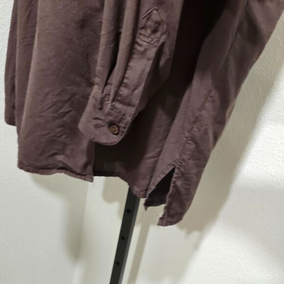 Vtg Quiet Luxury Minimalist Chocolate Brown Silk Blouse M Office Business Casual - Picture 3 of 7